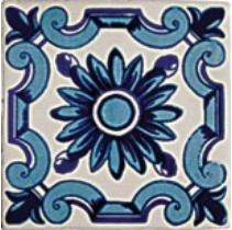 Cevica Antic Dec.Flor Azul Blanco